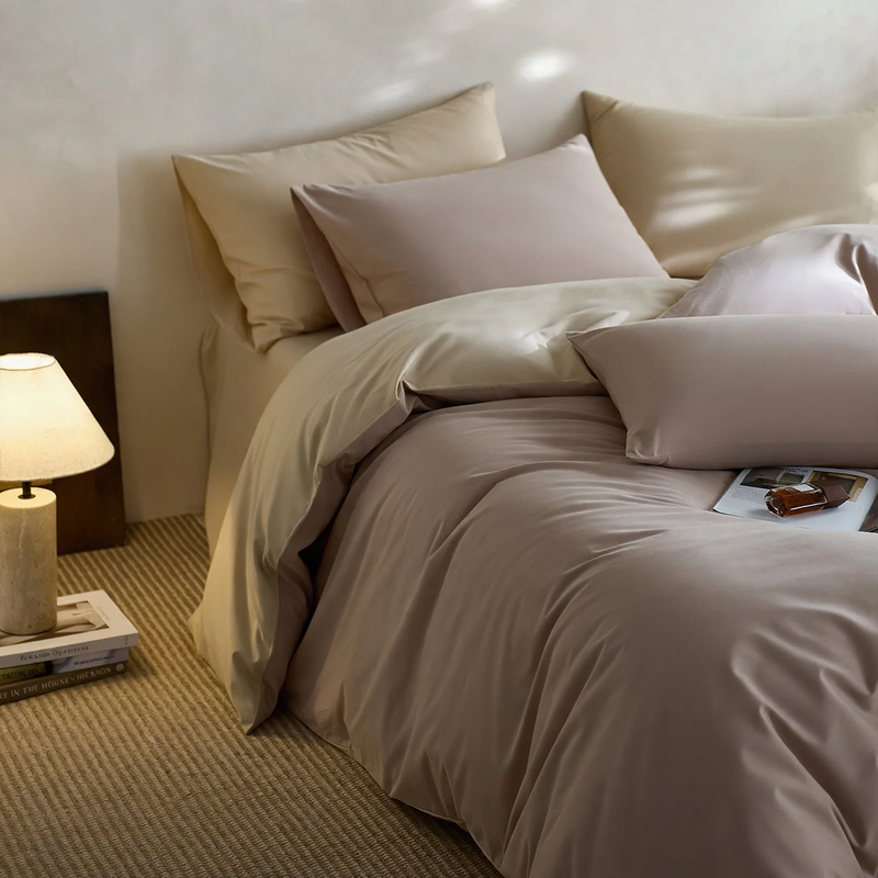 Cotton bedding set, 4-piece, brushed