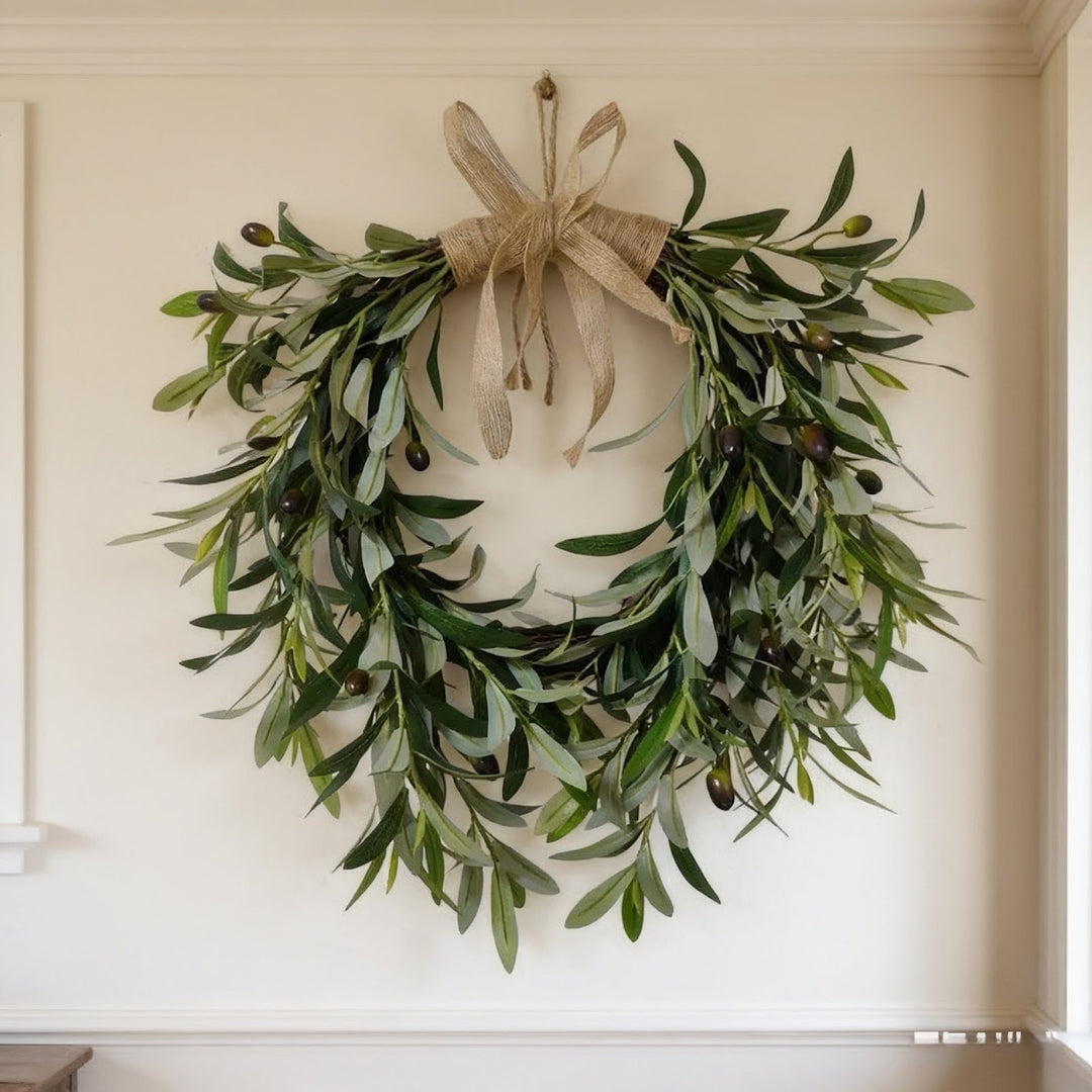 Artificial Olive Branch Wreath for All Year Round