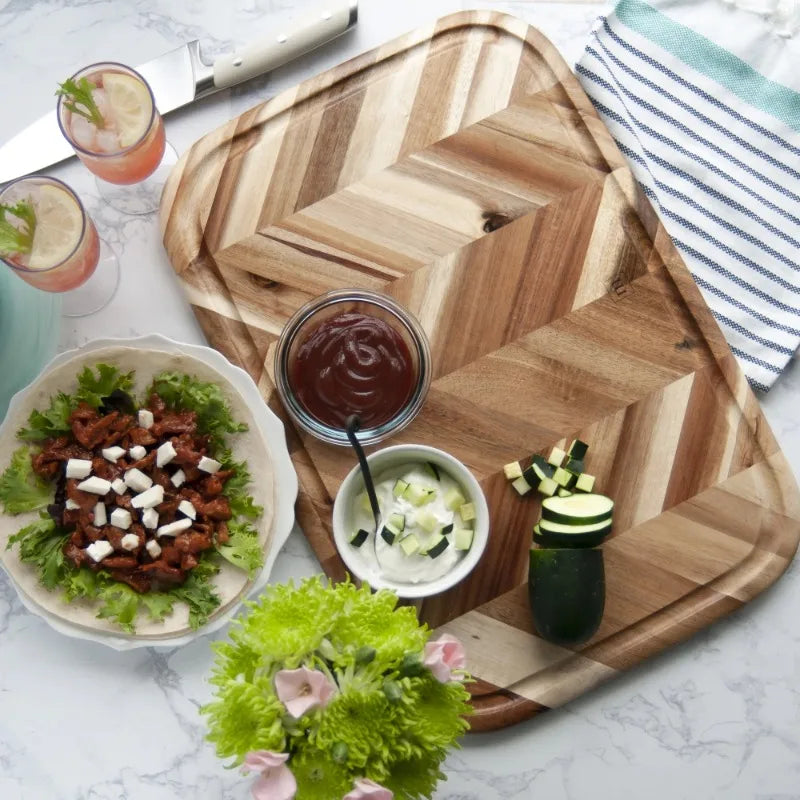 13"x19" Wooden Carving and Serving Cheese Board Cutting Chopper Board | Bowlift