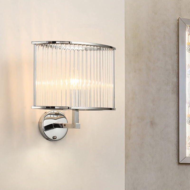 BowLift | 1 Bulb Oblong Wall Lamp Modern Silver Finish Clear Crystal Tube Shade Wall Light Lighting