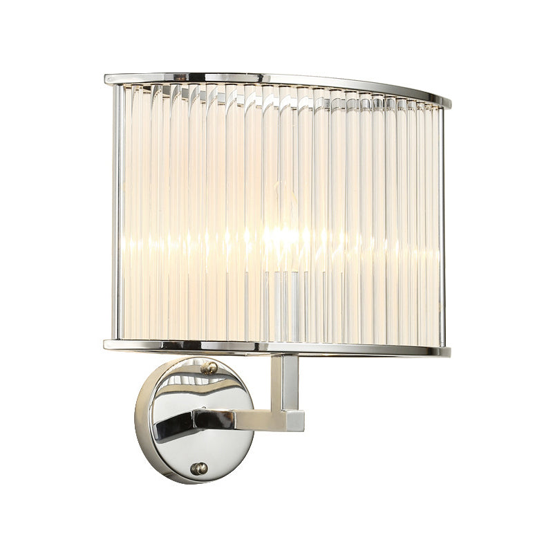BowLift | 1 Bulb Oblong Wall Lamp Modern Silver Finish Clear Crystal Tube Shade Wall Light Lighting