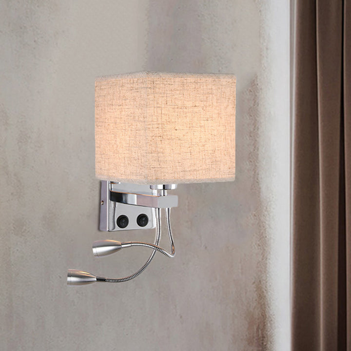 BowLift | White/Black/Beige Cube Wall Lantern Lighting Modernism Fabric 1 Light Wall Mount Light