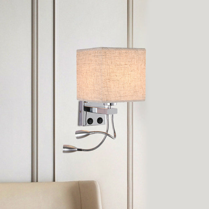 BowLift | White/Black/Beige Cube Wall Lantern Lighting Modernism Fabric 1 Light Wall Mount Light