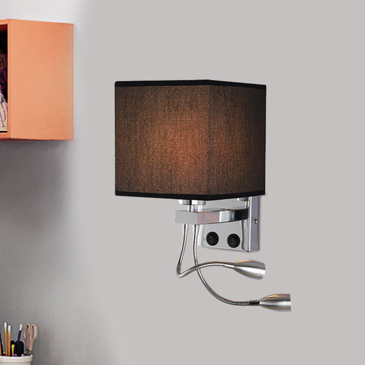 BowLift | White/Black/Beige Cube Wall Lantern Lighting Modernism Fabric 1 Light Wall Mount Light