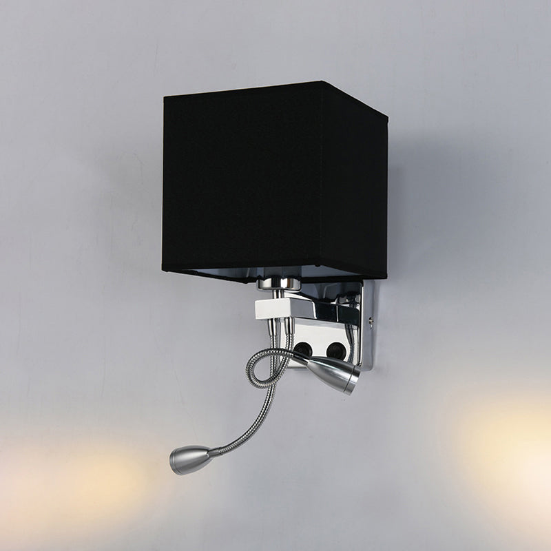 BowLift | White/Black/Beige Cube Wall Lantern Lighting Modernism Fabric 1 Light Wall Mount Light