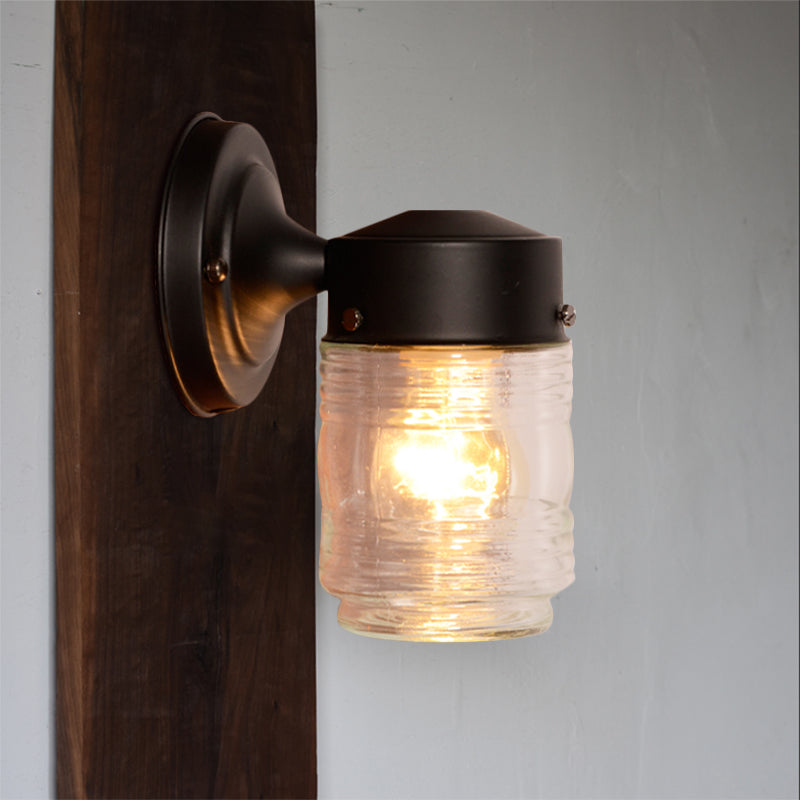 BowLift | Cylindrical Clear Glass Wall Lamp Modern 1 Light Black/White Wall Mounted Light Fixture