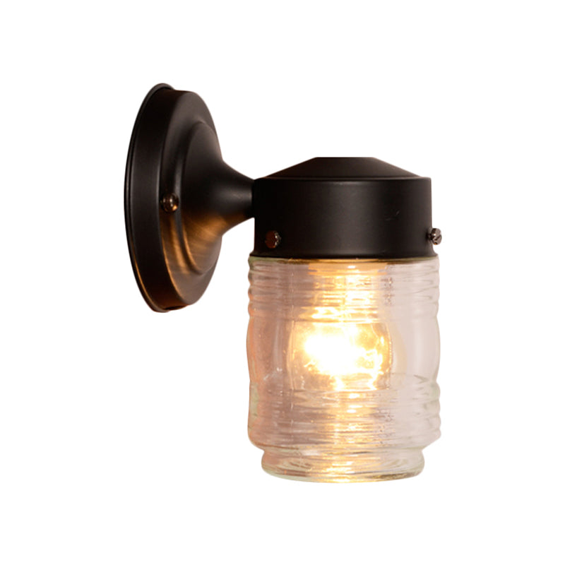 BowLift | Cylindrical Clear Glass Wall Lamp Modern 1 Light Black/White Wall Mounted Light Fixture