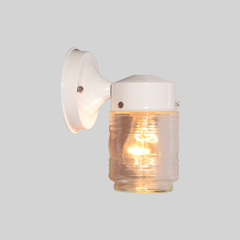 BowLift | Cylindrical Clear Glass Wall Lamp Modern 1 Light Black/White Wall Mounted Light Fixture