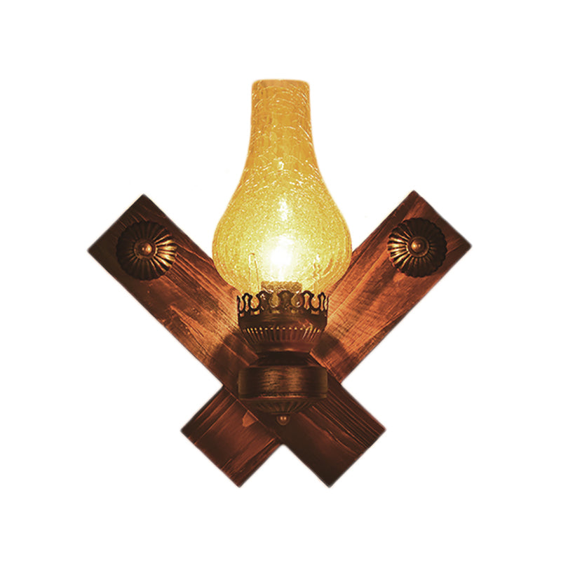 BowLift | A light wall lamp light industrial crackle glass vase shape lighting fixture in yellow, 3.5"/5"/14.5" wide