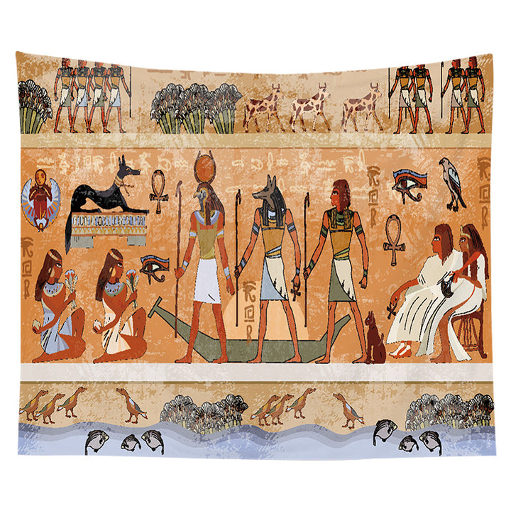 Ancient Egyptian Papyrus-Style Decorative Wall Tapestry