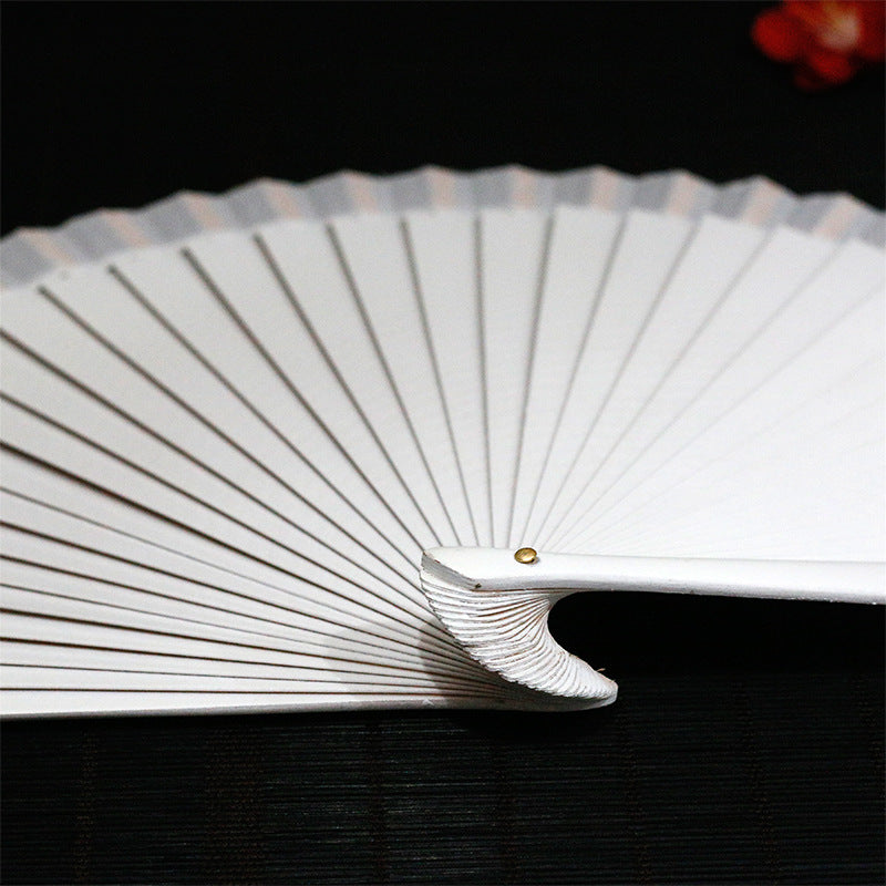 Ladies decorative hand fan with intricate flower painting Bowlift