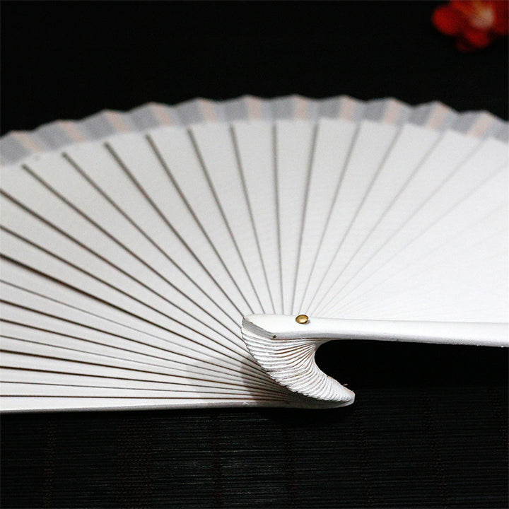 Ladies decorative hand fan with intricate flower painting Bowlift