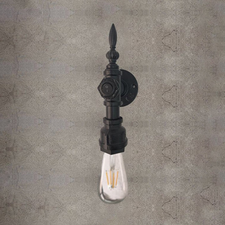 BowLift | Open Bulb Dining Room Wall Lamp Vintage Style Metal 1 Head Black Wall Lamp Sconces with On/Off Switch