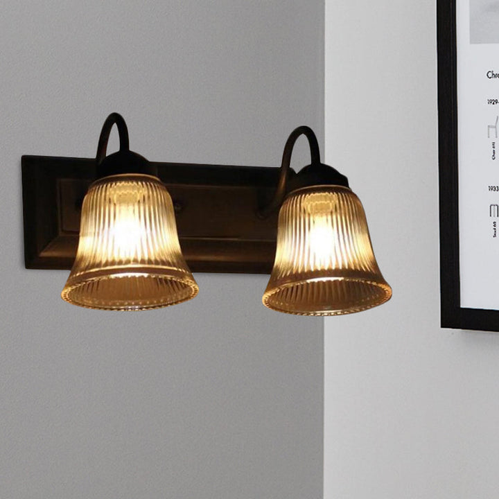 BowLift | Bell Clear Texture Glass Wall Lamp Industry One Lamp Bedroom Sconce Light in Black