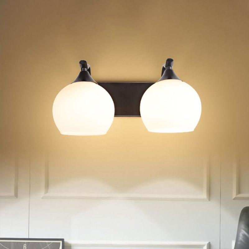 BowLift | 2 Light Frosted Glass Wall Sconce Light Industrial Black Bubble Living Room Lighting Fixture