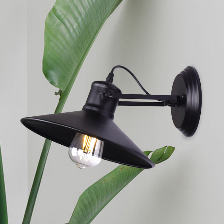 BowLift | Metallic Saucer Wall Light Antique Style 1-Bulb Hallway Wall Light Lamp in Black/Rust