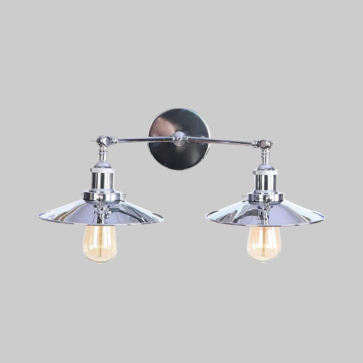 BowLift | 2 Lamps Flat Shade Wall Lighting Industrial Style Brass/Rust Metal Wall Mounted Light for Hallway