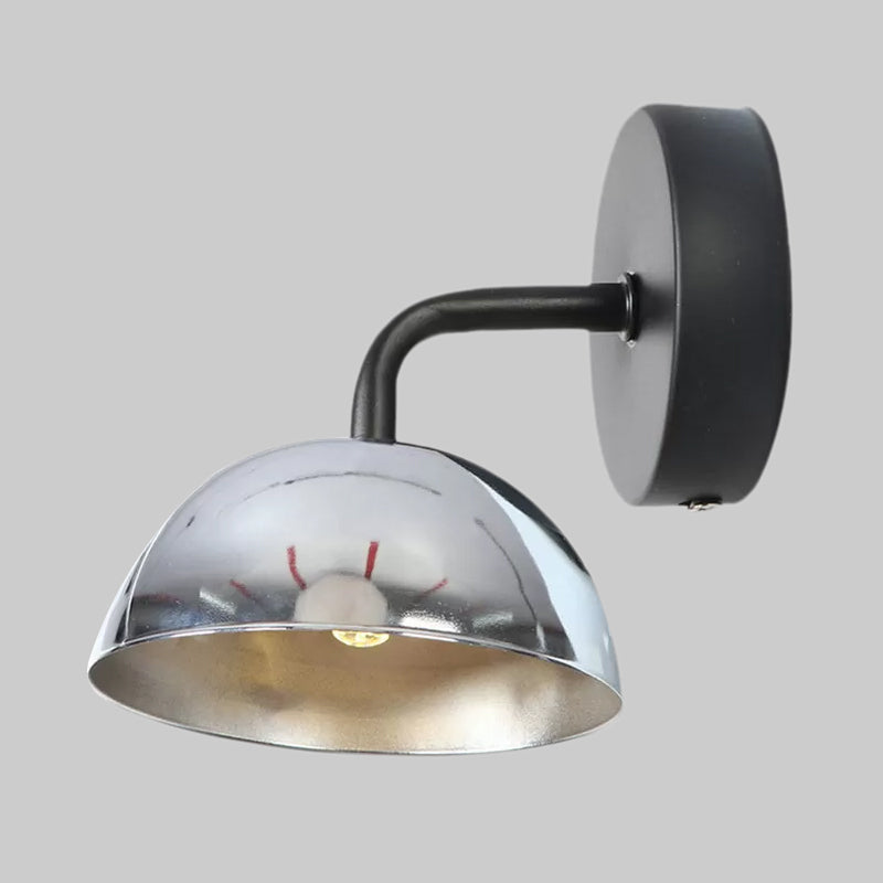 BowLift | 1 Light Wall Lamp Industrial Dome Shade Metal Down Wall Light with Curved Arm in Black/Bronze for Bedroom