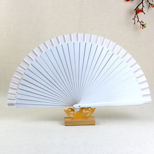 Ladies decorative hand fan with intricate flower painting Bowlift