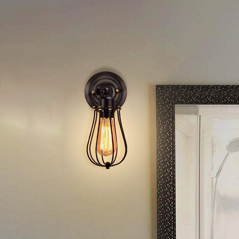 BowLift | 2 Packs Gek cage-brick metal wall lamp Industrial style 1 light bedroom wall mounting lamp with bulb shape