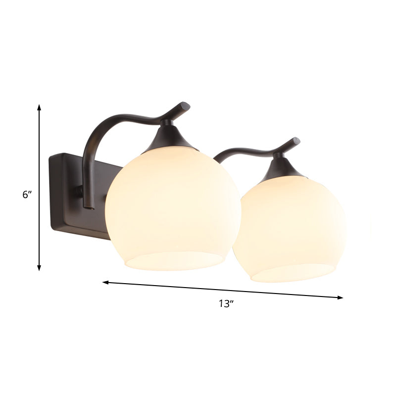 BowLift | 2 Light Frosted Glass Wall Sconce Light Industrial Black Bubble Living Room Lighting Fixture