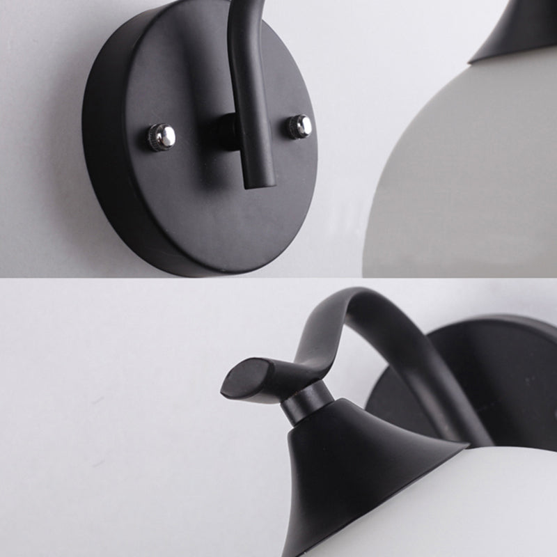 BowLift | 2 Light Frosted Glass Wall Sconce Light Industrial Black Bubble Living Room Lighting Fixture