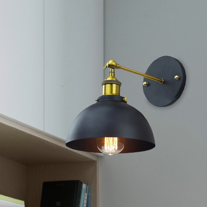 BowLift | 1 Head Wall Light with Dome Shade Metal Rotatable Wall Lamp in Brass Finish for Balcony