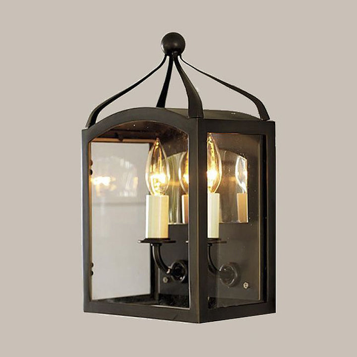 BowLift | Old Brass Candle Wall Lamp with Metal Cage Shade 2 Lights Vintage Wall Light for Hallway