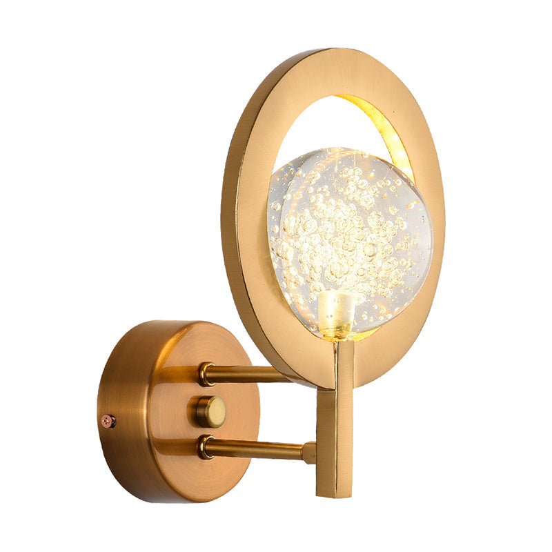 BowLift | Globe Clear Crystal Wall Lamp Modern Style LED Gold Wall Lamp With Ring Frame