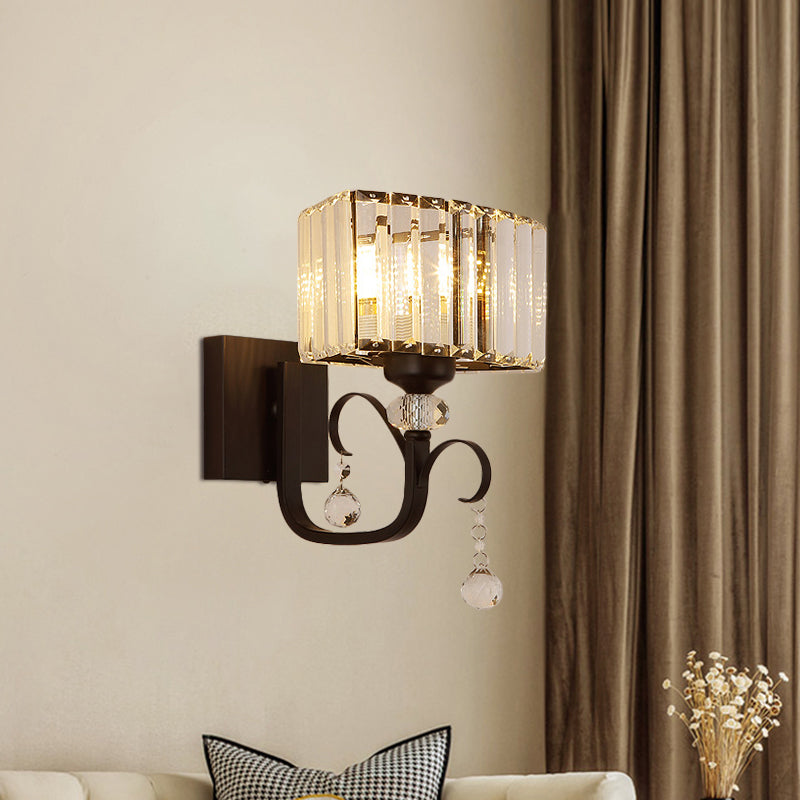 BowLift | 1/2-Bulb Metal Wall Light contemporary black curved arm hallway wall-mounted lamp
