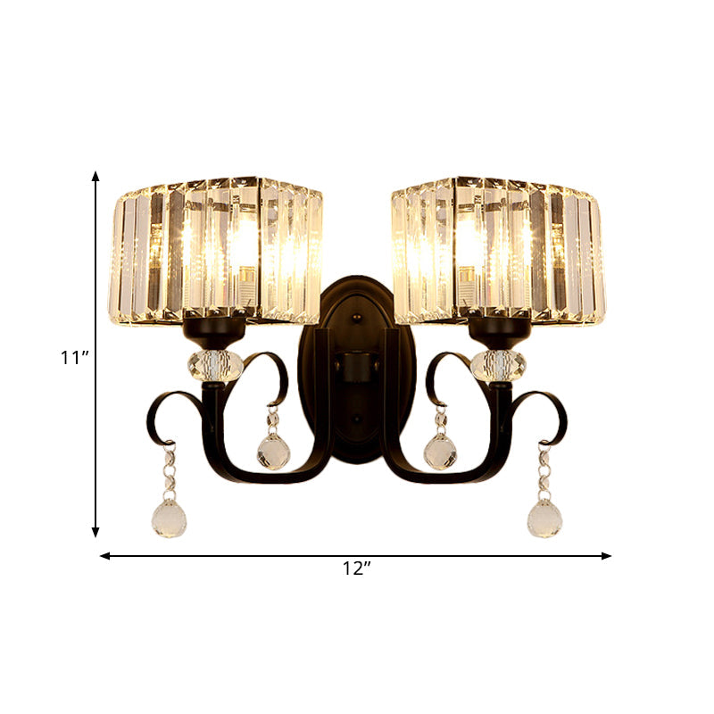 BowLift | 1/2-Bulb Metal Wall Light contemporary black curved arm hallway wall-mounted lamp