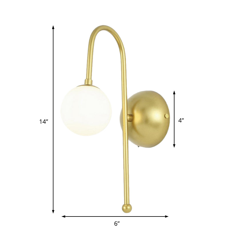 BowLift | 1 Bulb Globe Wall Mounted Light Modern Gold Opal Glass Lighting for the Living Room