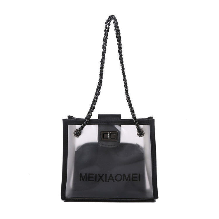 Transparent PVC Tote Bag with Chain Handles