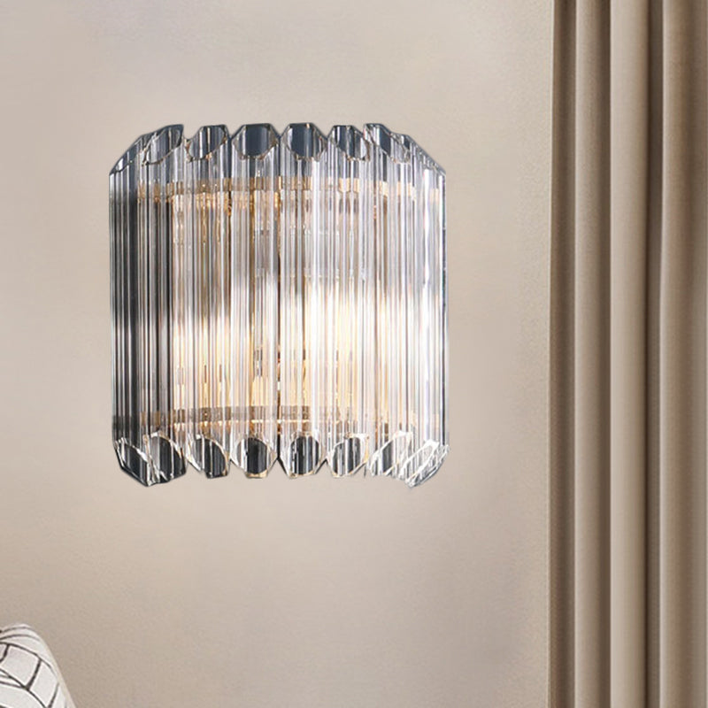 BowLift | Half Drum Bedroom Wall Lighting Fixture Clear Crystal Tube 1 Light Simplicity Wall Lamp