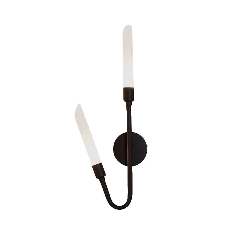 BowLift | Black/Gold Finish Pipe Wall Lamp 2 Head Post Modern Matte Glass Wall Lamp for Living Room