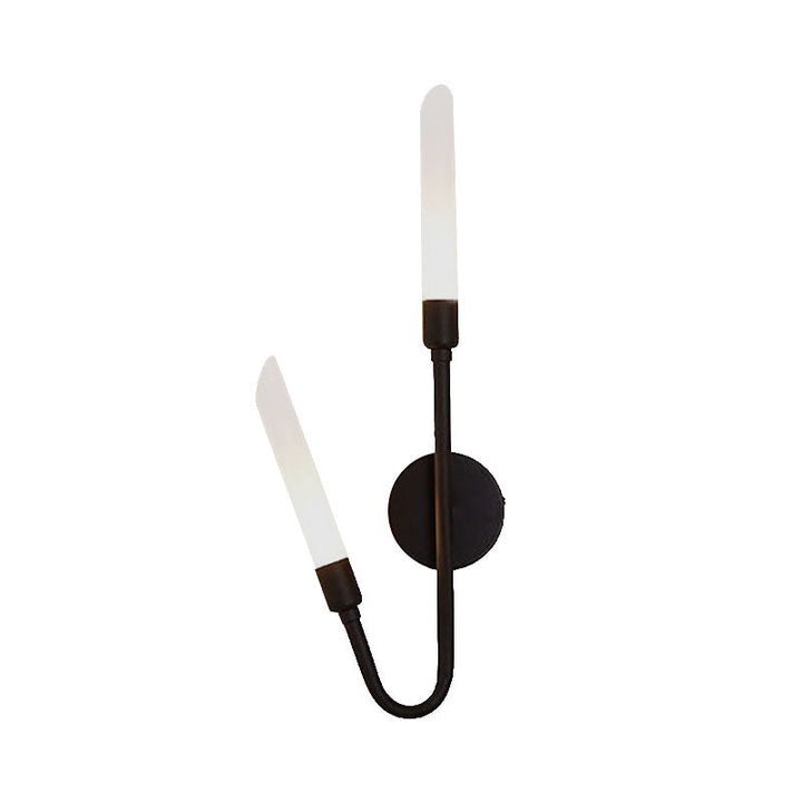 BowLift | Black/Gold Finish Pipe Wall Lamp 2 Head Post Modern Matte Glass Wall Lamp for Living Room