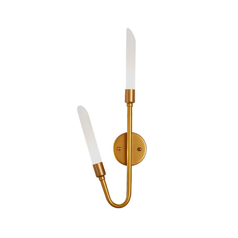BowLift | Black/Gold Finish Pipe Wall Lamp 2 Head Post Modern Matte Glass Wall Lamp for Living Room