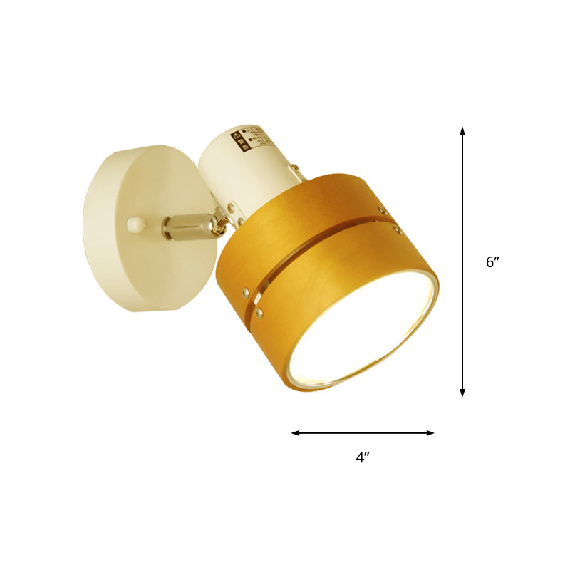 BowLift | Study Room Drum Wall Lamp Corner Adjustable Wood Contemporary 1 Light Beige Wall Lamp