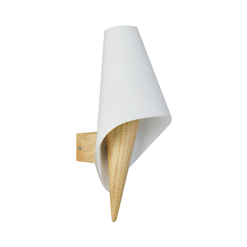 BowLift | Glass Sweet Cone Wall Lamp Living Room 1 Light Contemporary Wall Light in White & Beige