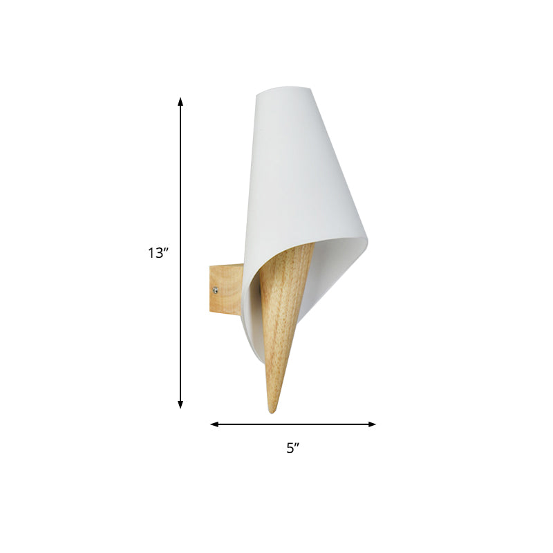 BowLift | Glass Sweet Cone Wall Lamp Living Room 1 Light Contemporary Wall Light in White & Beige
