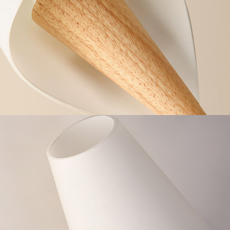 BowLift | Glass Sweet Cone Wall Lamp Living Room 1 Light Contemporary Wall Light in White & Beige