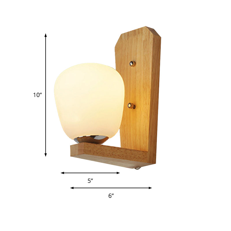 BowLift | 1 Light Balloon-Shaped Wall Lamp Japanese Milk Glass Wall Lamp in White for Hotel Dining Room