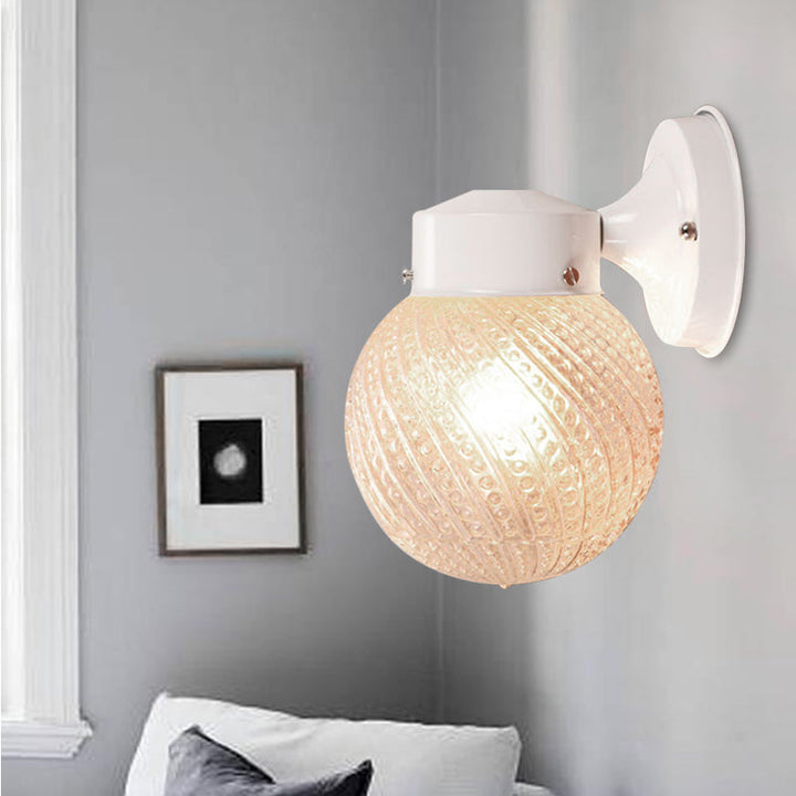 BowLift | 1 Light Passage Wall Lighting with Globe Checkered Glass Shade Modern Black/White Wall Lamp Fixture