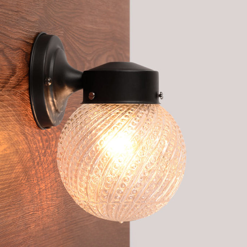 BowLift | 1 Light Passage Wall Lighting with Globe Checkered Glass Shade Modern Black/White Wall Lamp Fixture