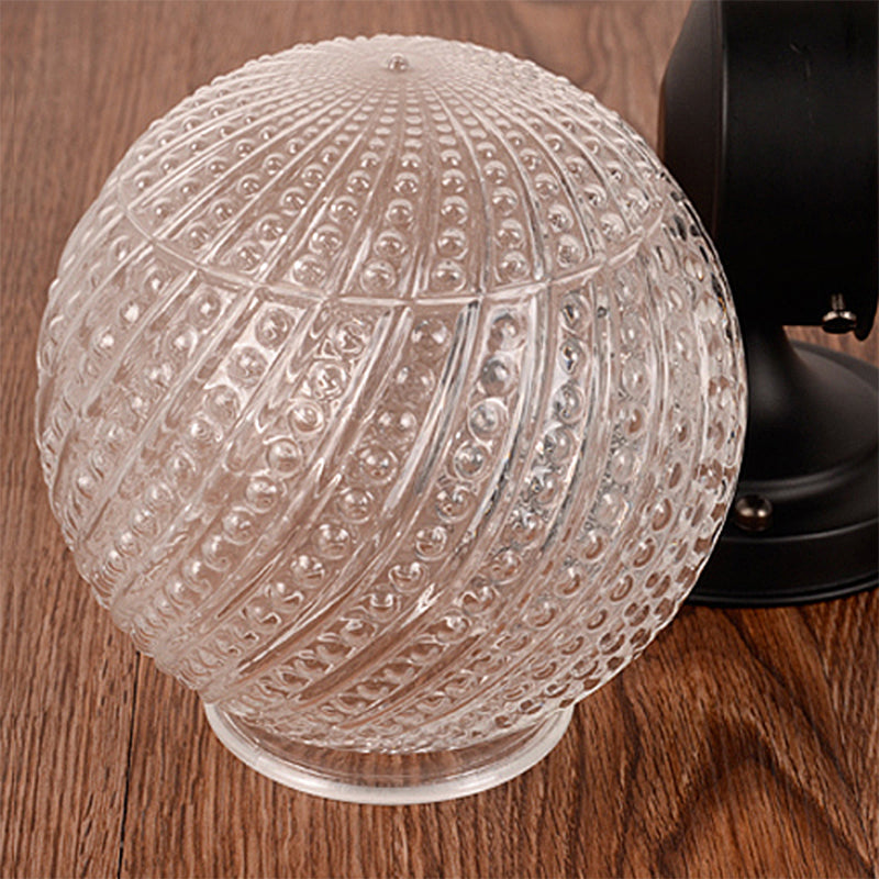 BowLift | 1 Light Passage Wall Lighting with Globe Checkered Glass Shade Modern Black/White Wall Lamp Fixture