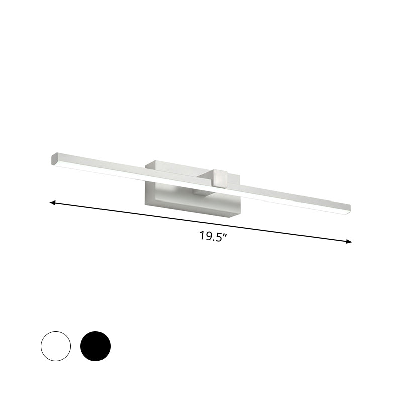 BowLift | Iron rod makeup mirror light simplicity black/white LED wall lamp for bathroom, 16/19.5/23.5 inches long