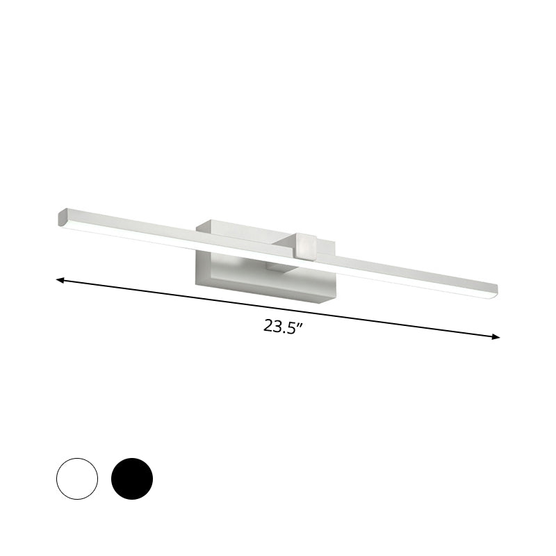 BowLift | Iron rod makeup mirror light simplicity black/white LED wall lamp for bathroom, 16/19.5/23.5 inches long