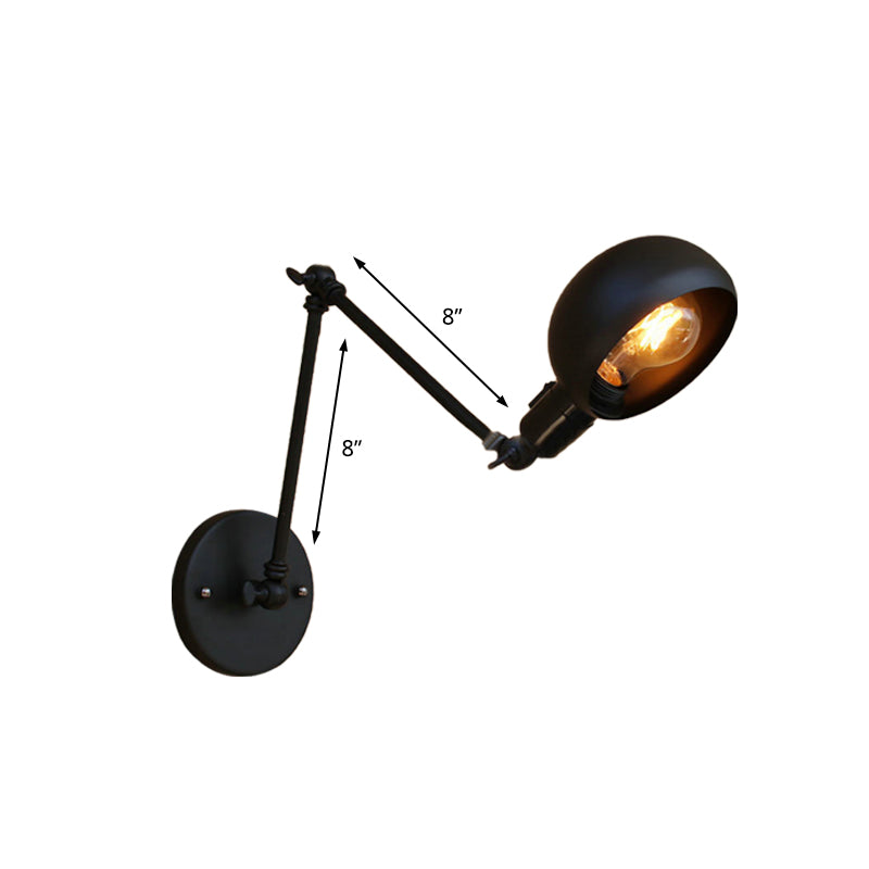 BowLift | 1 Bulb Metal Wall Light Industrial Black Swivel Arm Study Wall Lamp Light with Bowl Shade
