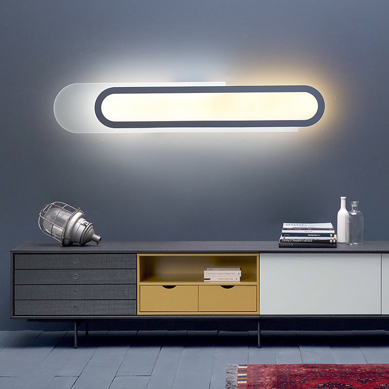 BowLift | LED Bathroom Mirror Light with Oblong Acrylic Shade White Wall Sconces in Warm/White Light, 12"/18"/20" Wide