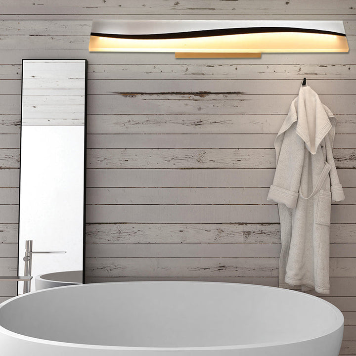 BowLift | Acrylic Rectangular Makeup Mirror Lamp Simple 16"/19.5"/23" Width LED Bathroom Light over Mirror in Warm/White, Water and Fog Resistant